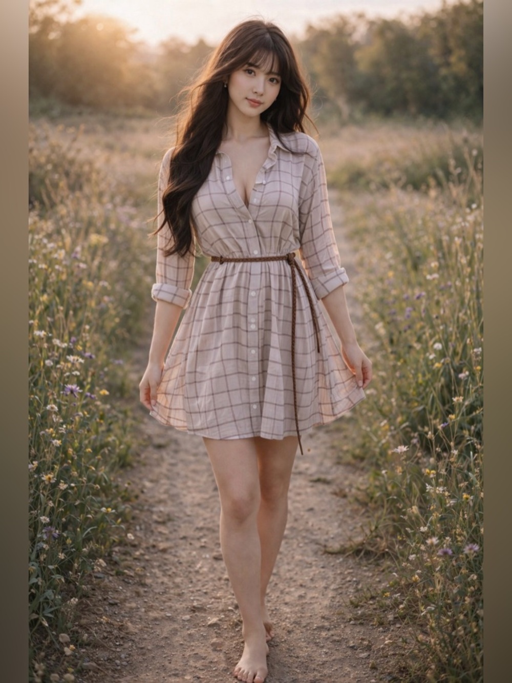 Victoria’s Secret Whispered Gridlines plaid Flowy button shirt dress Small